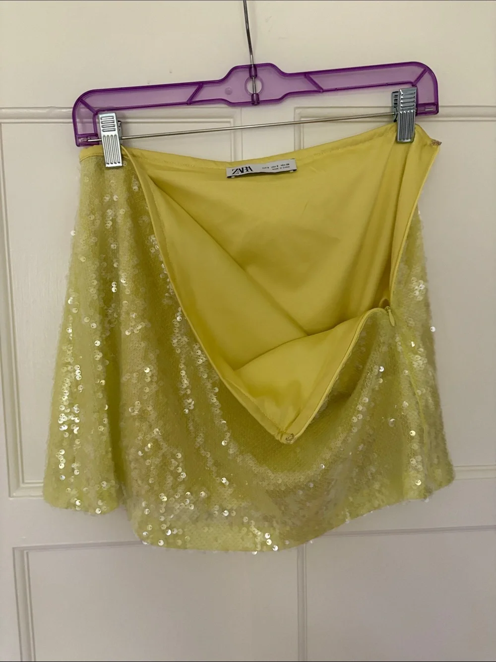Zara Yellow Sequin Mini Skirt